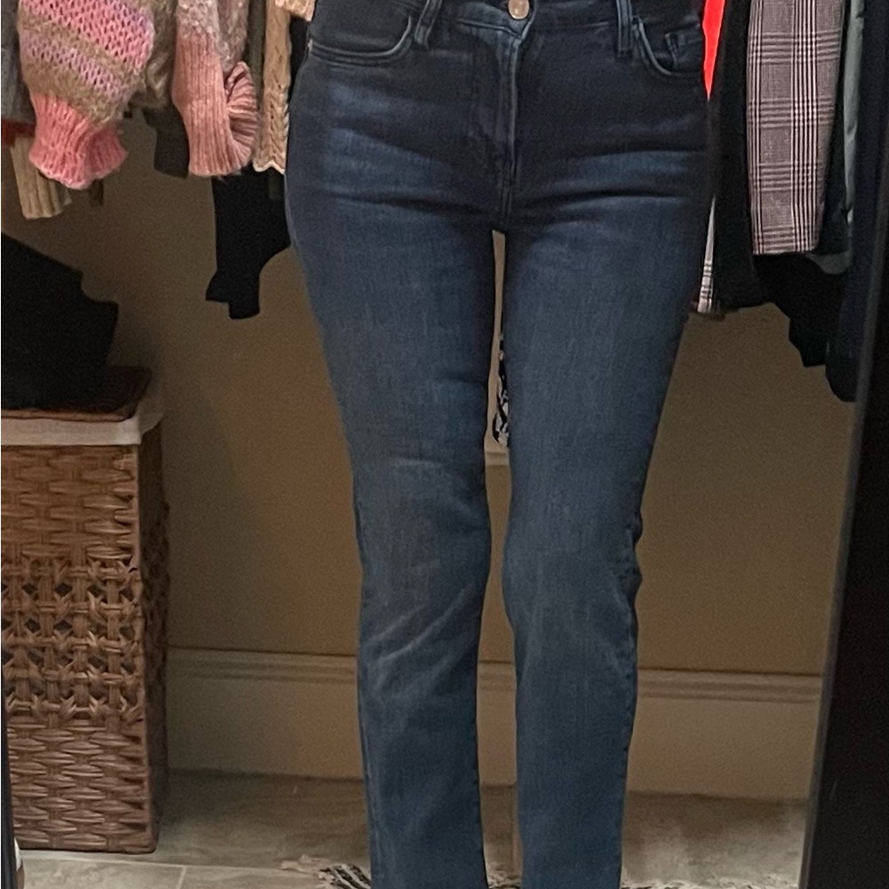 Frame Denim Blue Straight Leg Jeans Versatile Style